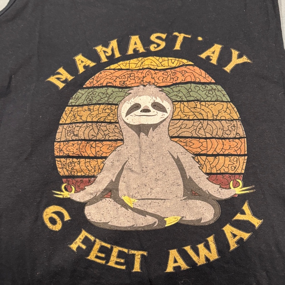 Black Namast'ay Sloth Graphic Tank Top